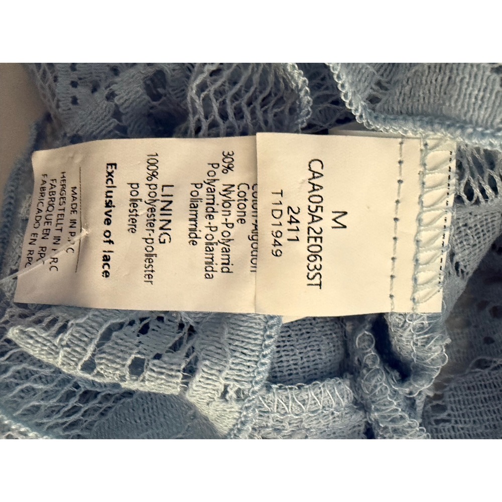 Cupshe Womens Light Blue Floral Lace Maxi Dress Boho Pom Pom Ties Size M NEW - Picture 7 of 7